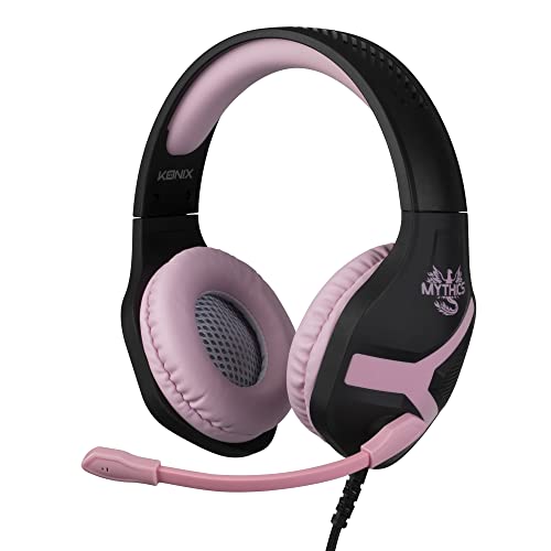 Konix Mythics Kabelgebundenes Gaming-Headset Nemesis PS4, PS5, Switch, Xbox One und Series X|S - Mikrofon - 1,5 m Kabel - 3,5 mm Klinkenstecker - Schwarz und Rosa Bild 1