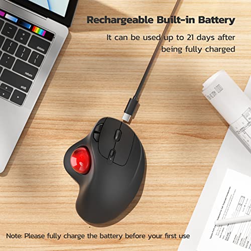 Nulea M501 Kabellose Trackball Maus, Wiederaufladbare Ergonomische Maus, Präzises und Reibungsloses Tracking, 3-Geräte-Verbindung (Bluetooth oder 2,4G USB-Empfänger), Kompatibel für Mac, Windows. Bild 5