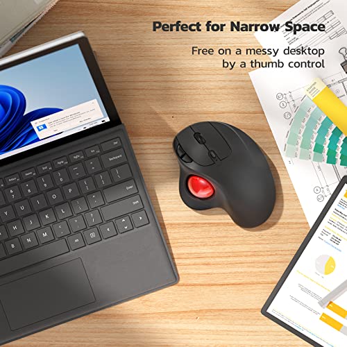 Nulea M501 Kabellose Trackball Maus, Wiederaufladbare Ergonomische Maus, Präzises und Reibungsloses Tracking, 3-Geräte-Verbindung (Bluetooth oder 2,4G USB-Empfänger), Kompatibel für Mac, Windows. Bild 6