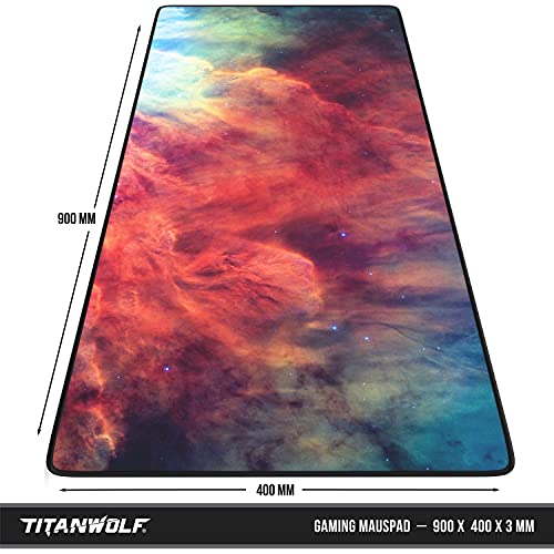 TITANWOLF - XXL Mauspad Gaming 900x400 mm - XXL Mousepad groß - Tischunterlage Large Size - verbessert Präzision und Geschwindigkeit - auch für Roccat Razer Logitech Maus und Tastatur - Lagoon Nebula Bild 2