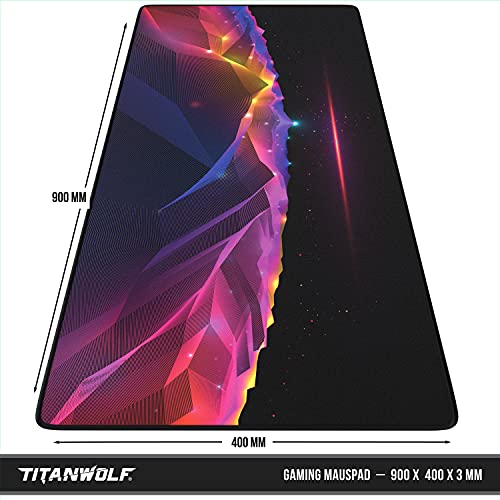 TITANWOLF - XXL Mauspad Gaming 900x400 mm - XXL Mousepad groß - Tischunterlage Large Size - verbessert Präzision und Geschwindigkeit - auch für Roccat Razer Logitech Maus und Tastatur - Retro Space Bild 2