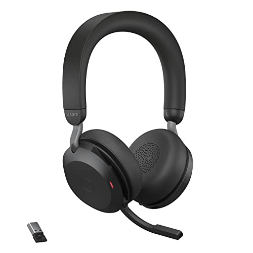 Jabra Evolve2 75 Wireless PC Headset mit 8-Mikrofon-Technologie - Dual-Foam-Stereo-Kopfhörer mit moderner aktiver Geräuschunterdrückung, USB-A Bluetooth-Adapter und MS Teams-Kompatibilität - Schwarz Bild 1