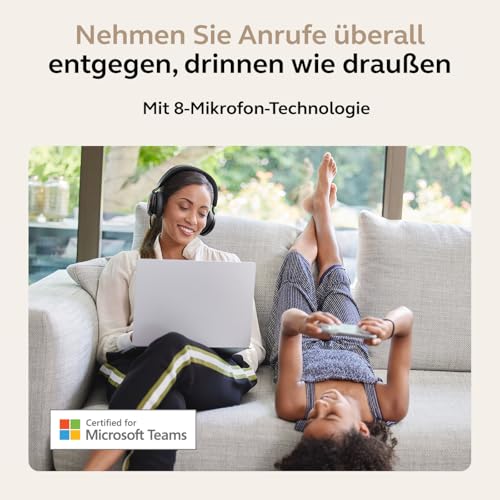 Jabra Evolve2 75 Wireless PC Headset mit 8-Mikrofon-Technologie - Dual-Foam-Stereo-Kopfhörer mit moderner aktiver Geräuschunterdrückung, USB-A Bluetooth-Adapter und MS Teams-Kompatibilität - Schwarz Bild 4