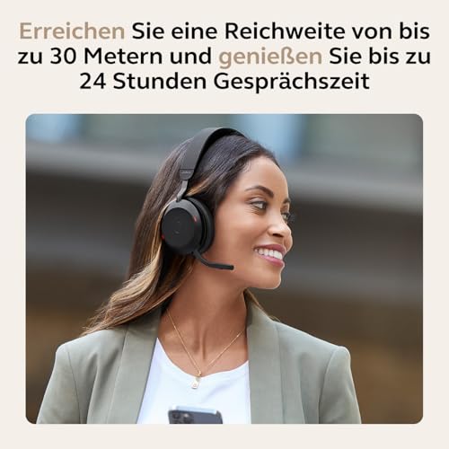 Jabra Evolve2 75 Wireless PC Headset mit 8-Mikrofon-Technologie - Dual-Foam-Stereo-Kopfhörer mit moderner aktiver Geräuschunterdrückung, USB-A Bluetooth-Adapter und MS Teams-Kompatibilität - Schwarz Bild 6