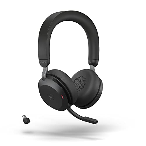 Jabra Evolve2 75 Wireless PC Headset mit 8-Mikrofon-Technologie - Dual-Foam-Stereo-Kopfhörer mit moderner aktiver Geräuschunterdrückung, USB-C Bluetooth-Adapter und MS Teams-Kompatibilität - Schwarz Bild 1