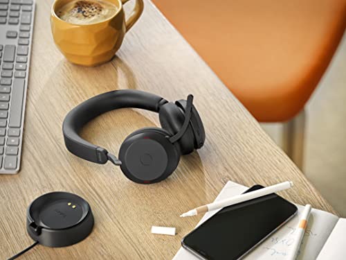 Jabra Evolve2 75 Wireless PC Headset mit Ladedock, 8-Mikro-Technologie - Dual-Foam-Stereo-Kopfhörer mit moderner aktiver Geräuschunterdrückung, USB-A Bluetooth-Adapter und MS-Kompatibilität - Schwarz Bild 4