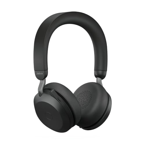 Jabra Evolve2 75 Wireless PC Headset mit 8-Mikrofon-Technologie - Dual-Foam-Stereo-Kopfhörer mit moderner aktiver Geräuschunterdrückung, USB-A Bluetooth-Adapter und UC-Kompatibilität - Schwarz Bild 1