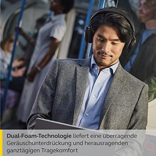 Jabra Evolve2 75 Wireless PC Headset mit 8-Mikrofon-Technologie - Dual-Foam-Stereo-Kopfhörer mit moderner aktiver Geräuschunterdrückung, USB-A Bluetooth-Adapter und UC-Kompatibilität - Schwarz Bild 5