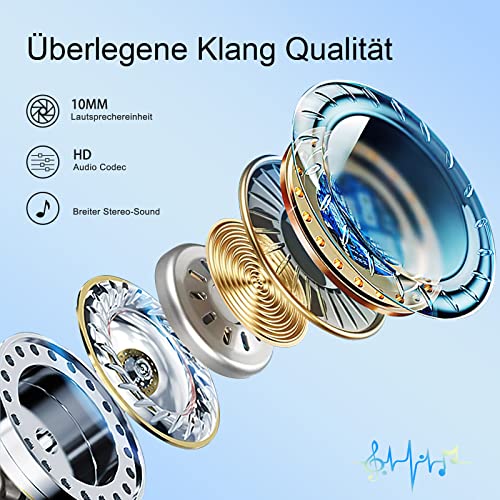 Bluetooth Headphones in Ear, Cute Wireless with Microphone and Charging Case, 32H Playtime IPX5 Waterproof Stereo Sound Earphones Dual Modes Low Latency Gaming Headphones for iPhone Bild 5