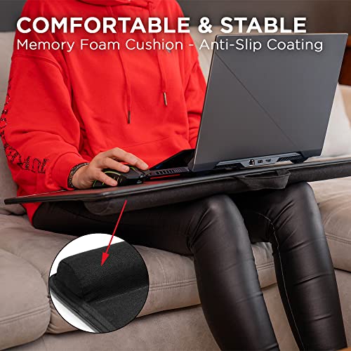 THE G-LAB K-Board Cadmium Laptopablage mit XXL-Kissen, Ideal für Home Office/Gaming für Bett oder Sofa, Laptopständer 13"-19", Lapdesk Extra Large mit Griff Bild 3