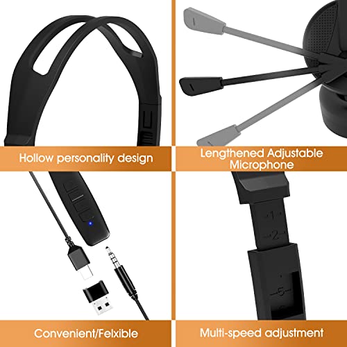 USB-Headset mit Mikrofon, 3,5 mm/USB-Buchse, 2-in-1-Computer-Headset mit Geräuschunterdrückung und Audio-Steuerungen für Laptop, Tablet, PC-Kopfhörer für Skype-Call-Center, Business-Chat, Gaming, Bild 5
