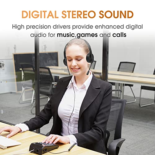 USB-Headset mit Mikrofon, 3,5 mm/USB-Buchse, 2-in-1-Computer-Headset mit Geräuschunterdrückung und Audio-Steuerungen für Laptop, Tablet, PC-Kopfhörer für Skype-Call-Center, Business-Chat, Gaming, Bild 6