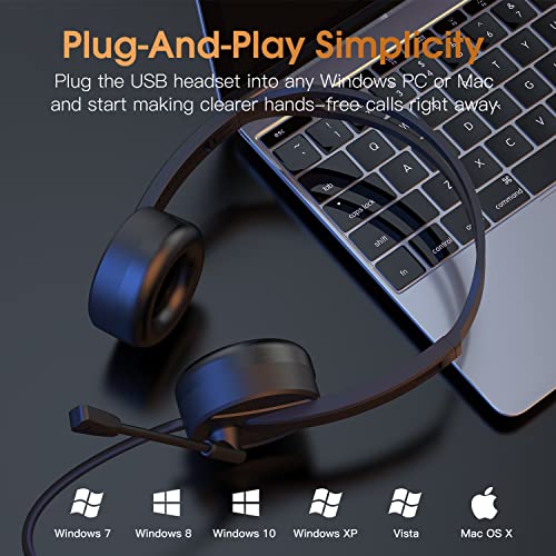 USB-Headset mit Mikrofon, 3,5 mm/USB-Buchse, 2-in-1-Computer-Headset mit Geräuschunterdrückung und Audio-Steuerungen für Laptop, Tablet, PC-Kopfhörer für Skype-Call-Center, Business-Chat, Gaming, Bild 7