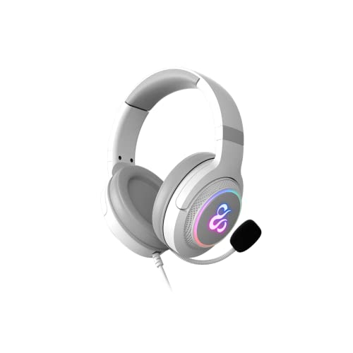 Newskill Sobek 7.1 Ivory Bedrade Gaming Headset, 7.1 Geluid, USB, Noise Cancelling, Verstelbare Omni-Directionele Microfoon, RGB, Verstelbare Hoofdband, PC/PS4/PS5/Mac Wit Bild 4