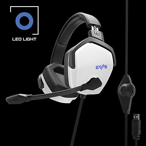 Energy Sistem Gaming Headset ESG 4 Surround 7.1 White (Kopfhörer LED-Beleuchtung, 7.1 Surround-Sound, ohrumfassende Ohrpolster aus Leder) - Weiß Bild 4