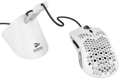 GLORIOUS Gaming Mouse Bungee - Kabelmanagement für alle Gaming-Mäuse, eliminiert Zug, Verstellbarer Arm, Premium-Qualität, rutschfeste Gummibasis, Gummiclip für Verschiedene Kabelgrößen - Weiß Bild 4