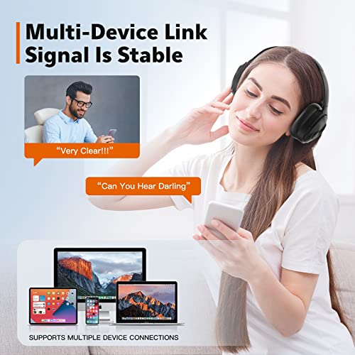 Kopfhörer mit aktiver Geräuschunterdrückung, kabellose Bluetooth-Kopfhörer, integriertes Mikrofon, 40 Stunden Spielzeit, kabellose Geräuschunterdrückung, 3D, niedriger Bass, schnelles Aufladen Bild 3