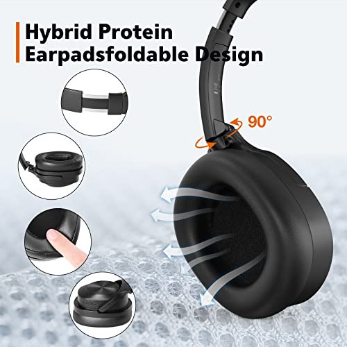 Kopfhörer mit aktiver Geräuschunterdrückung, kabellose Bluetooth-Kopfhörer, integriertes Mikrofon, 40 Stunden Spielzeit, kabellose Geräuschunterdrückung, 3D, niedriger Bass, schnelles Aufladen Bild 4