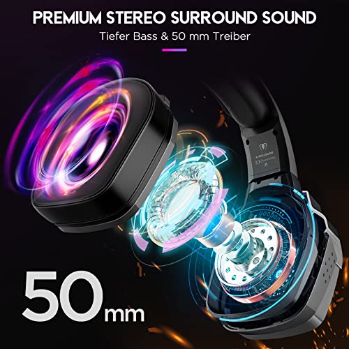 Gaming Headset mit Mikrofon, 90° Drehbare Ohrmuscheln und 4-Modus RGB Leuchten, PS4 Headset mit um 3D Surround Sound, Atmungsaktive Protein-Ohrenschützer, für PS4 PS5 Xbox One PC Switch Laptop Bild 4