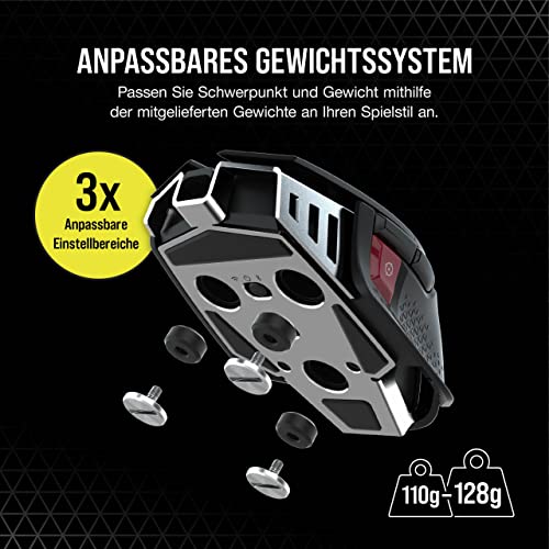 CORSAIR M65 RGB ULTRA WIRELESS Tunable FPS Gaming-Maus - 26.000 DPI - Sub-1ms Wireless - Gewichtssystem - Bis zu 120 Std. Akku - iCUE Kompatibel - PC, Mac, PS5, PS4, Xbox - Schwarz Bild 6