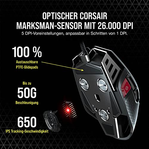 CORSAIR M65 RGB ULTRA Wired Tunable FPS Gaming-Maus - 26.000 DPI - Optische Schalter - Gewichtssystem - AXON Hyper-Processing-Technologie - iCUE-Kompatibel - PC, Mac, PS5, PS4, Xbox - Schwarz Bild 4