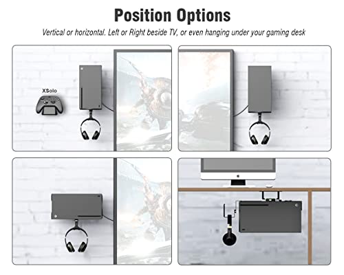 ElecGear Magnetische Wandhalterung für Xbox Series X, Metallische Halterung mit Gaming Headset Haken – montieren XSX Vertikal, Horizontal oder unter dem Schreibtisch Bild 2