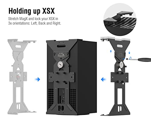 ElecGear Magnetische Wandhalterung für Xbox Series X, Metallische Halterung mit Gaming Headset Haken – montieren XSX Vertikal, Horizontal oder unter dem Schreibtisch Bild 3