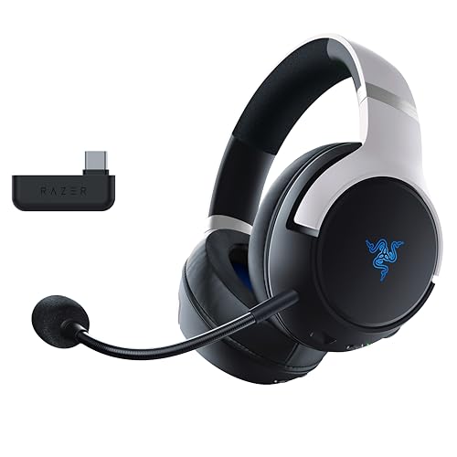Razer Kaira Pro - Dual Wireless PlayStation 5 Headset mit Haptik HyperSense, 50 mm-Treiber, Hyperclear Kardioiden-Mikrofon, Lautstärkeregler, SmartSwitch, RGB Chroma Schwarz-Weiß Bild 1