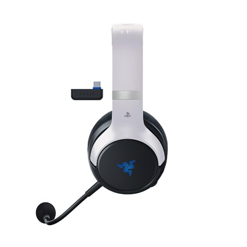 Razer Kaira Pro - Dual Wireless PlayStation 5 Headset mit Haptik HyperSense, 50 mm-Treiber, Hyperclear Kardioiden-Mikrofon, Lautstärkeregler, SmartSwitch, RGB Chroma Schwarz-Weiß Bild 2