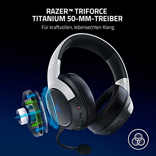 Razer Kaira Pro - Dual Wireless PlayStation 5 Headset mit Haptik HyperSense, 50 mm-Treiber, Hyperclear Kardioiden-Mikrofon, Lautstärkeregler, SmartSwitch, RGB Chroma Schwarz-Weiß Bild 4