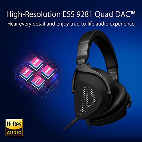 ASUS ROG Delta S Animate Leichtes USB-C-Gaming-Headset mit KI-Rauschunterdrückung Mikrofon, MQA-Rendering-Technologie, Hi-Res ESS 9281 Quad DAC, kompatibel mit PC, Switch und PS5, Schwarz Bild 3