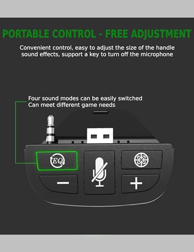 Headset Audio Adapter Wireless Game Controller Stereo Kopfhörerkonverter für Controller, Sound Balance, Lautstärkeregelung, Abschirmendes Mikrofon Bild 4