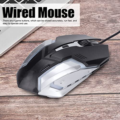 Kabelgebundene Maus, X7 Kabelgebundene Optische Maus 1600DPI 7-Farben Automatisches Atemlicht USB-Port Gaming Leuchtende Mäuse Computerzubehör für PC Computer Laptop(Schwarz) Bild 2