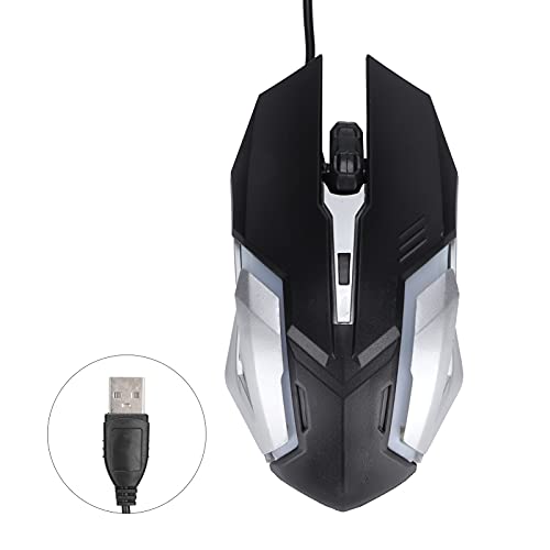 Kabelgebundene Maus, X7 Kabelgebundene Optische Maus 1600DPI 7-Farben Automatisches Atemlicht USB-Port Gaming Leuchtende Mäuse Computerzubehör für PC Computer Laptop(Schwarz) Bild 7