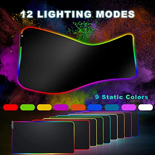 Personalisiertes RGB-Gaming-Mauspad, personalisiertes LED-Mauspad mit Fototext, wasserdichte Oberfläche und rutschfeste Gummibasis mit 12 Beleuchtungsmodi für PC, Computer, RGB-Tastatur Bild 2