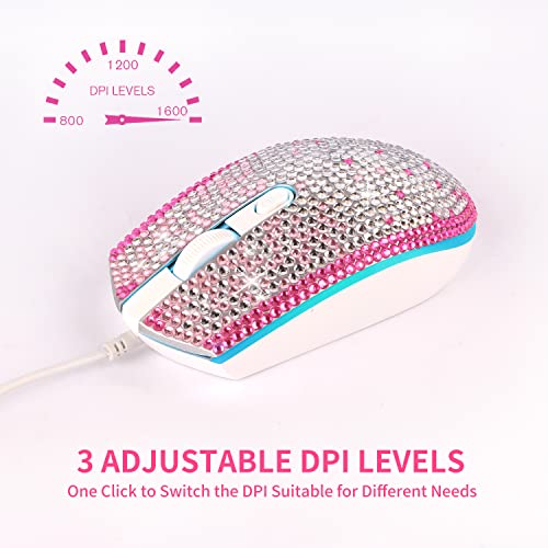 Gaming-Maus, 7 Farben, Hintergrundbeleuchtung, ergonomisch, USB-Kabel mit 1600 DPI und 6 Tasten, 4 Aufnahmen für Computer/Win/Mac/Linux/Android/iOS. (Weiß und Rosa) Bild 3