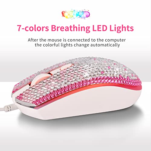 Gaming-Maus, 7 Farben, Hintergrundbeleuchtung, ergonomisch, USB-Kabel mit 1600 DPI und 6 Tasten, 4 Aufnahmen für Computer/Win/Mac/Linux/Android/iOS. (Weiß und Rosa) Bild 4