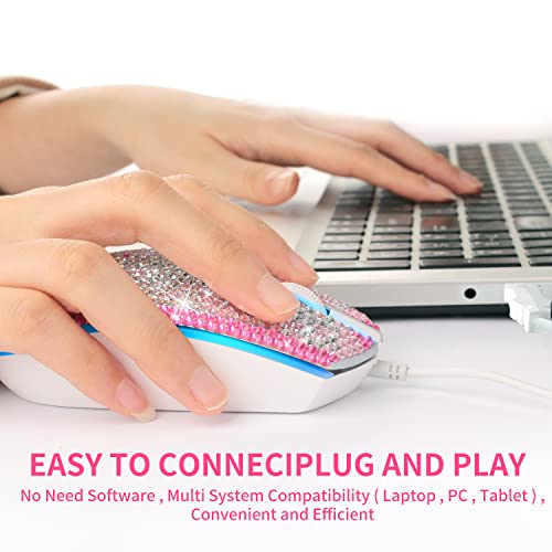 Gaming-Maus, 7 Farben, Hintergrundbeleuchtung, ergonomisch, USB-Kabel mit 1600 DPI und 6 Tasten, 4 Aufnahmen für Computer/Win/Mac/Linux/Android/iOS. (Weiß und Rosa) Bild 6