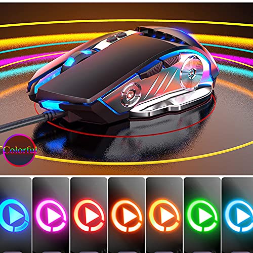 Gaming Maus Verdrahtet USB Extern Mäuse RGB Multi Farbe Leise RGB Mechanisch Spiel Maus mit Licht 3200 DPI 7 Tasten zum Computer Desktop Laptop PC MAC Bild 3