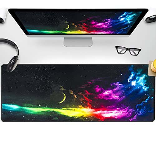 EFISH Großes Gaming-Mauspad (800×300×3mm) mit genähten Rändern, Mauspad, Langlebiger Naturkautschukboden, Tastaturpad, Schreibtischunterlage für Gamer, Büro & Zuhause, X-Large (31.5'' x 11.8''), L Bild 2