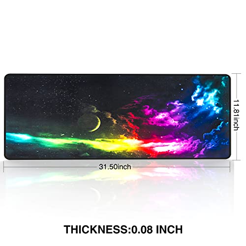 EFISH Großes Gaming-Mauspad (800×300×3mm) mit genähten Rändern, Mauspad, Langlebiger Naturkautschukboden, Tastaturpad, Schreibtischunterlage für Gamer, Büro & Zuhause, X-Large (31.5'' x 11.8''), L Bild 3