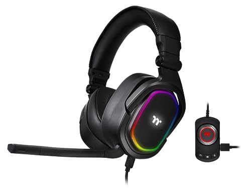 Thermaltake Argent H5 RGB 7.1 Surround-Sound Gaming Headset bidirektionales Mikrofon Memory-Foam Ohrenpolster PC/Xbox One/PS4/Mobile Schwarz GHT-THF-DIECBK-31 Einheitsgröße Bild 1