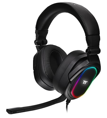Thermaltake Argent H5 RGB 7.1 Surround-Sound Gaming Headset bidirektionales Mikrofon Memory-Foam Ohrenpolster PC/Xbox One/PS4/Mobile Schwarz GHT-THF-DIECBK-31 Einheitsgröße Bild 2