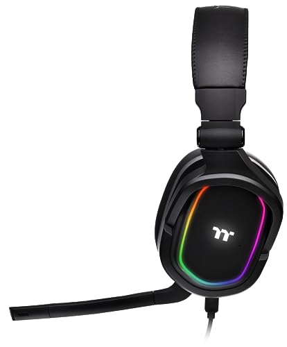 Thermaltake Argent H5 RGB 7.1 Surround-Sound Gaming Headset bidirektionales Mikrofon Memory-Foam Ohrenpolster PC/Xbox One/PS4/Mobile Schwarz GHT-THF-DIECBK-31 Einheitsgröße Bild 5