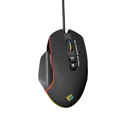 NOVA GAMING – TAURUS – kabelgebundene Gaming-Maus – ultraklarer optischer Sensor – DPI einstellbar zwischen 1200 und 7200, RGB, 13 LED-Animationen, 7 Tasten, rutschfeste Kanten, 1,5 m langes Bild 1