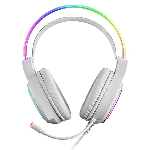 Mars Gaming MHRGB, Gaming-Headset, 360º Beleuchtung, Ultra-BASS 3D Klang, Mikrofon mit Geräuschunterdrückung, Windows/PS4/PS5/XBOX ONE/Xbox Series X|S/Mac/Switch/Switch 2/Smartphone/Tablet, Weiß Bild 3
