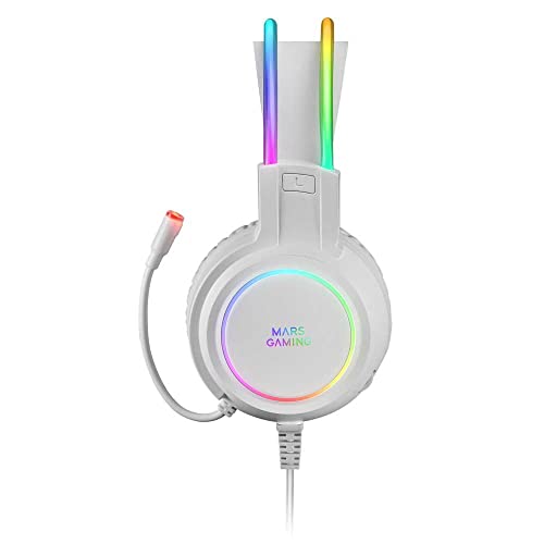 Mars Gaming MHRGB, Gaming-Headset, 360º Beleuchtung, Ultra-BASS 3D Klang, Mikrofon mit Geräuschunterdrückung, Windows/PS4/PS5/XBOX ONE/Xbox Series X|S/Mac/Switch/Switch 2/Smartphone/Tablet, Weiß Bild 4