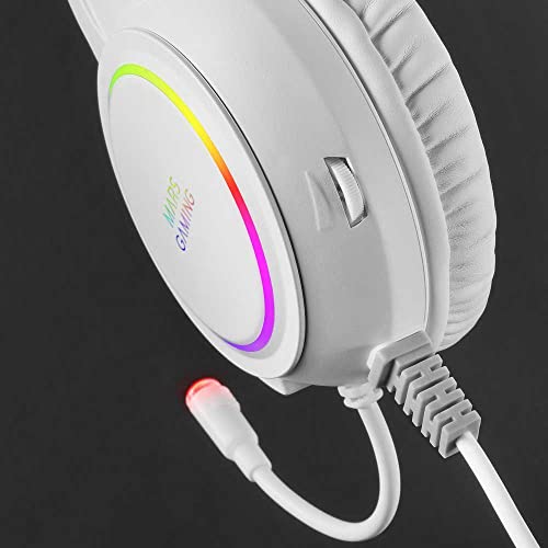 Mars Gaming MHRGB, Gaming-Headset, 360º Beleuchtung, Ultra-BASS 3D Klang, Mikrofon mit Geräuschunterdrückung, Windows/PS4/PS5/XBOX ONE/Xbox Series X|S/Mac/Switch/Switch 2/Smartphone/Tablet, Weiß Bild 5