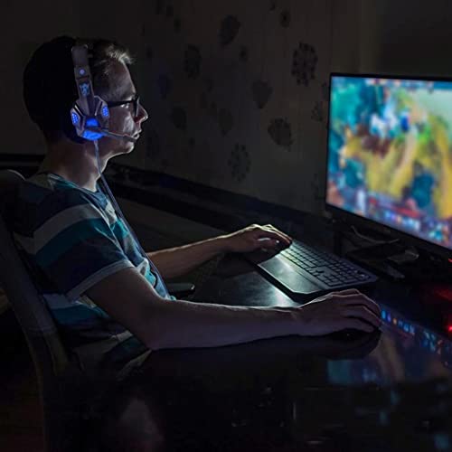 Retoo Gaming-Headset, Kabelgebundenes Gaming Kopfhörer mit Mikrofon Geräuschunterdrückung, Over-Ear aus Ohrpolster mit Kunstleder, Headset für PC, Laptop, PS4, Tablet, Smartphone, TV, Schwarz-blau Bild 3