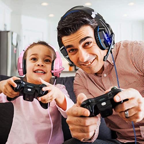 Retoo Gaming-Headset, Kabelgebundenes Gaming Kopfhörer mit Mikrofon Geräuschunterdrückung, Over-Ear aus Ohrpolster mit Kunstleder, Headset für PC, Laptop, PS4, Tablet, Smartphone, TV, Schwarz-blau Bild 4